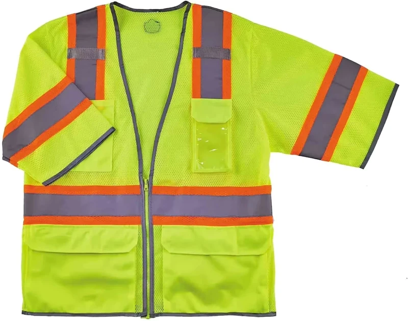 Mesh Reflective Safety Vest with Sleeves for Roadway Work and Security
