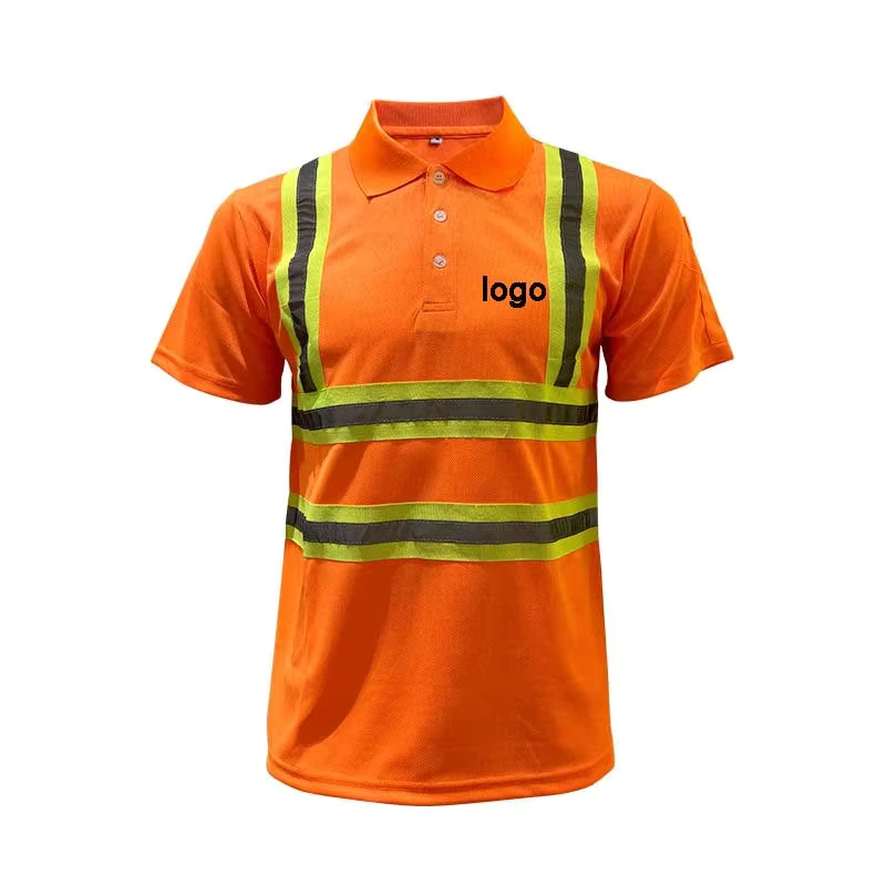 Mesh Short Sleeve Workwear Quick Dry Hi Vis Roadway Safety Shirts Security Construction Reflective Uniform Polo Shirt