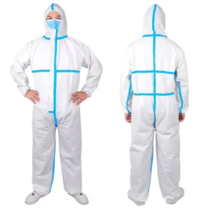 Microporous Coverall Workwear Waterproof Protective Overall 65gsm Disposable Coveralls with Tape Blue