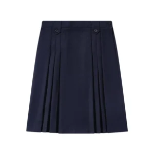 Middle School Uniform Girls Checked Pleated Skirt with Adjustable Waist