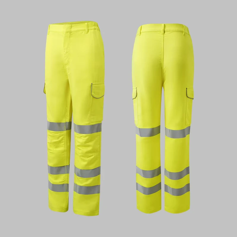 Modacrylic Blend HV Yellow Fire Resistant Pants Industrial Safety Work Pants High Visibility Flame Resistant Trousers 300gsm