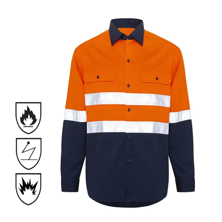 Modacrylic-Cotton-Aramid-Anti-Static-Inherent-FR-Work-Welding-Welder-FRC-Flame-Retardant-Fire-Resistant-Shirt