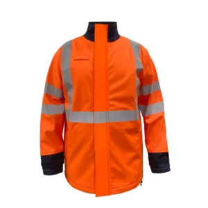 Modacrylic Polyester Antistatic Softshell Jacket HV Orange Fire Resistant Clothing FR Water Proof Safety Clothing