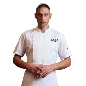 Modern Japanese Style Short Sleeve Chef Coat T/C 80/20 Restaurant and Bar Uniform