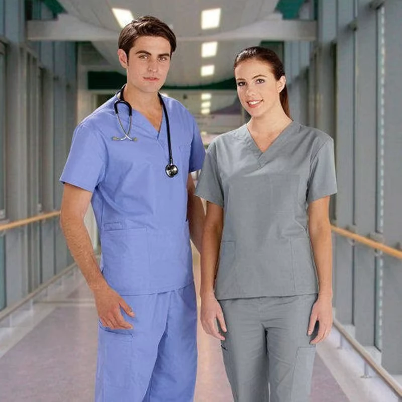 Modest Medical Scrubs Uniforms Nurse Uniform Set with Collar Nurse Uniform Top