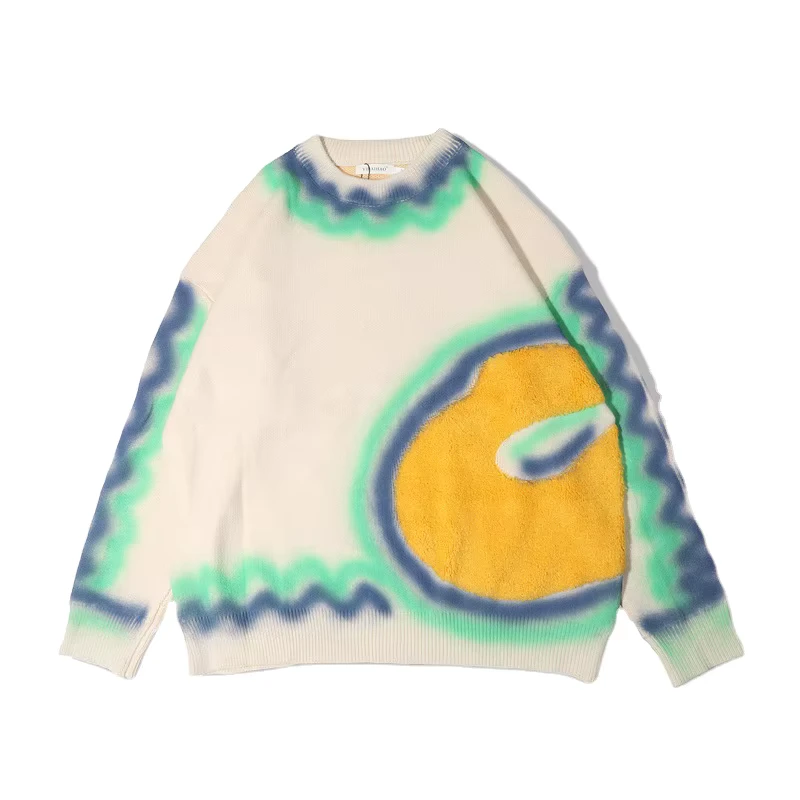 Mohair Stitching Sweater Men and Women Korean High Street Bf Style Couple Bottoming Shirt Harajuku Loose Sweater