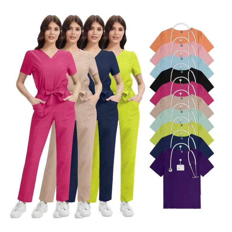 Moisture-Wicking-Breathable-V-Neck-Scrub-Set-for-Pet-Clinic-Dentist-and-Nurse-Use