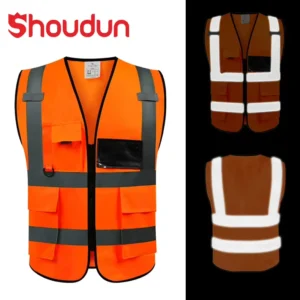 Multi-Function 5-Pocket Zipper Hi-Vis Reflective Safety Vest for Men and Women