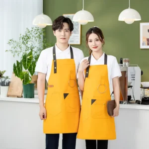 Multi-Functional Kitchen Apron Quick-Dry Polyester Fabric Steel Ring for Towels Custom Logo for Restaurants