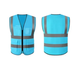 Multi-Pocket High Visibility Safety Vest Zipper Closure