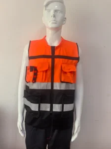 Multi-Pocket Orange Hi-Vis Reflective Safety Vest With Reflective Tapes for Road Traffic Work