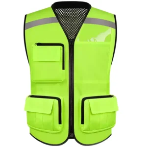 Multi-Pocket Reflective Safety Vest with ANSI Class 3 LED Flash for Traffic and Construction Safety