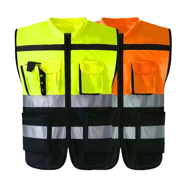 Multi Purpose Patchwork Safety Vest High Visibility Reflective Jacket With Custom Logo Traffic Safety Riding Reflective Vest