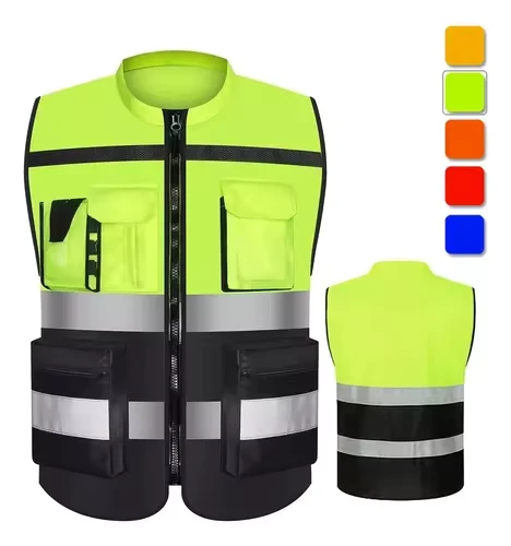 Multi Purpose Patchwork Safety Vest High Visibility Reflective Jacket With Custom Logo Traffic Safety Riding Reflective Vest