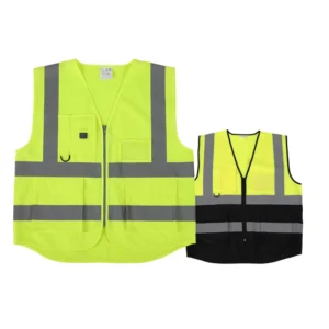 Multiple-Pocket Fluorescent Reflective Hi Vis Mesh Safety Vest for Men’s Construction Workwear