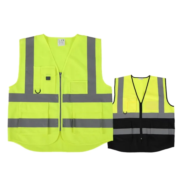 Multiple-Pocket-Fluorescent-Reflective-Hi-Vis-Mesh-Safety-Vest-for-Mens-Construction-Workwear