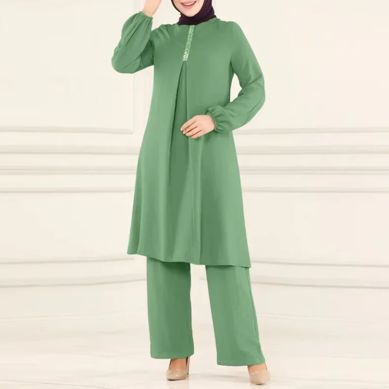 Muslim-Women-Fashion-Suit-Long-Sleeve-Shirt-Loose-Wide-Legs-Pant-Set-Spring-Autumn-Lady-Elegant-Two-Piece-Set