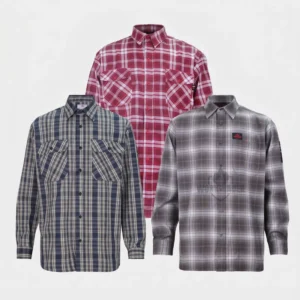 NFPA 2112 CAT2 Breathable Cotton FRC Work Plaid Shirts for Oil & Gas Industry Flame Retardant Safety Clothing