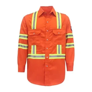 NFPA 2112 FR 100% Cotton Fireproof Reflective Tape Shirt Flame Retardant Industrial Workwear Safety Suit