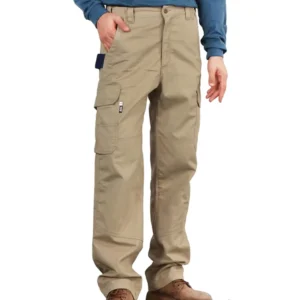 NFPA 2112 FR Cotton Twill Carpenter Work Pant Utility Cargo Pockets Electric Water Repellent ASTM EN Certified 7.5OZ Fabric