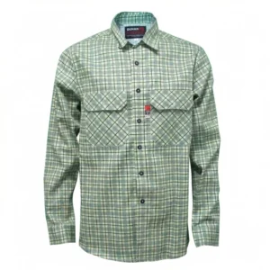 NFPA 2112 FR Plaid Shirt Work Long Sleeve Welding Mechanics Construction Button Up Cotton FR Shirt Plaid Pattern