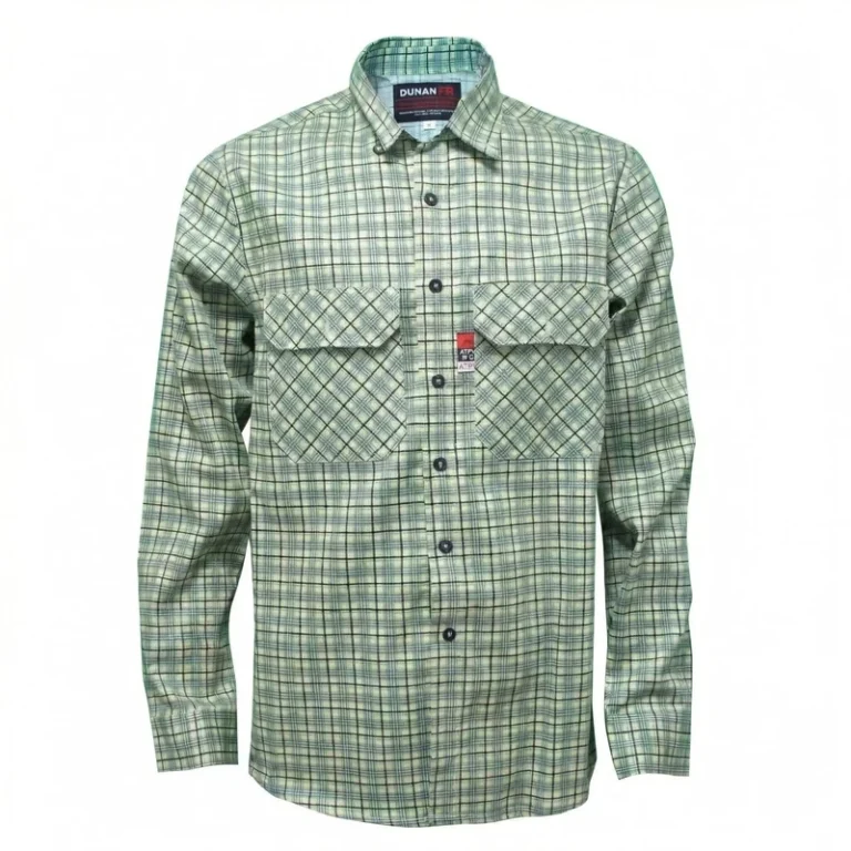 NFPA-2112-FR-Plaid-Shirt-Work-Long-Sleeve-Welding-Mechanics-Construction-Button-Up-Cotton-FR-Shirt-Plaid-Pattern