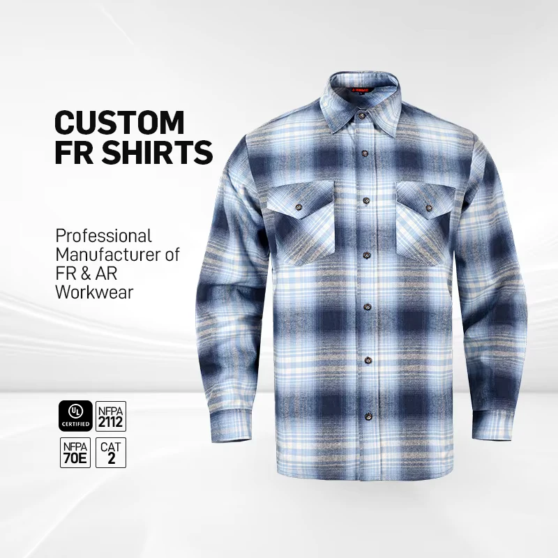 NFPA 2112 Fire Resistant Workwear Soft Comfortable FR Cotton Shirt NFPA2112 Flame Resistant Workwear for Workers