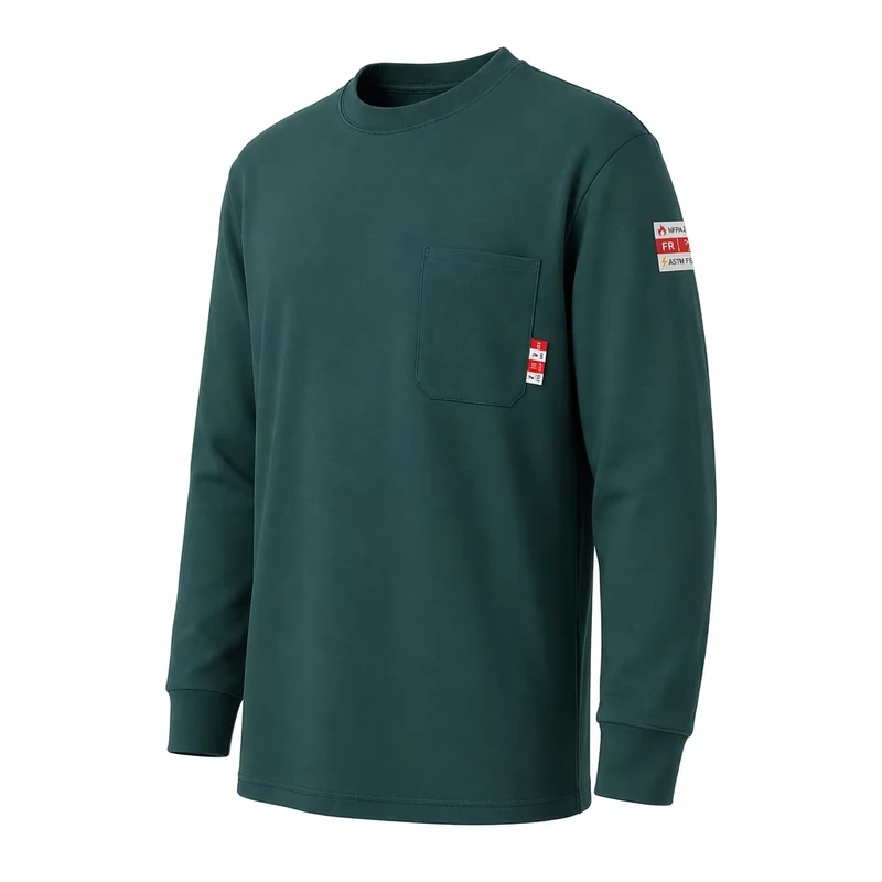 NFPA 2112 Flame Resistant Crewneck Pullover Anti Static Arc Flash Protection Sweater for Industrial Workers