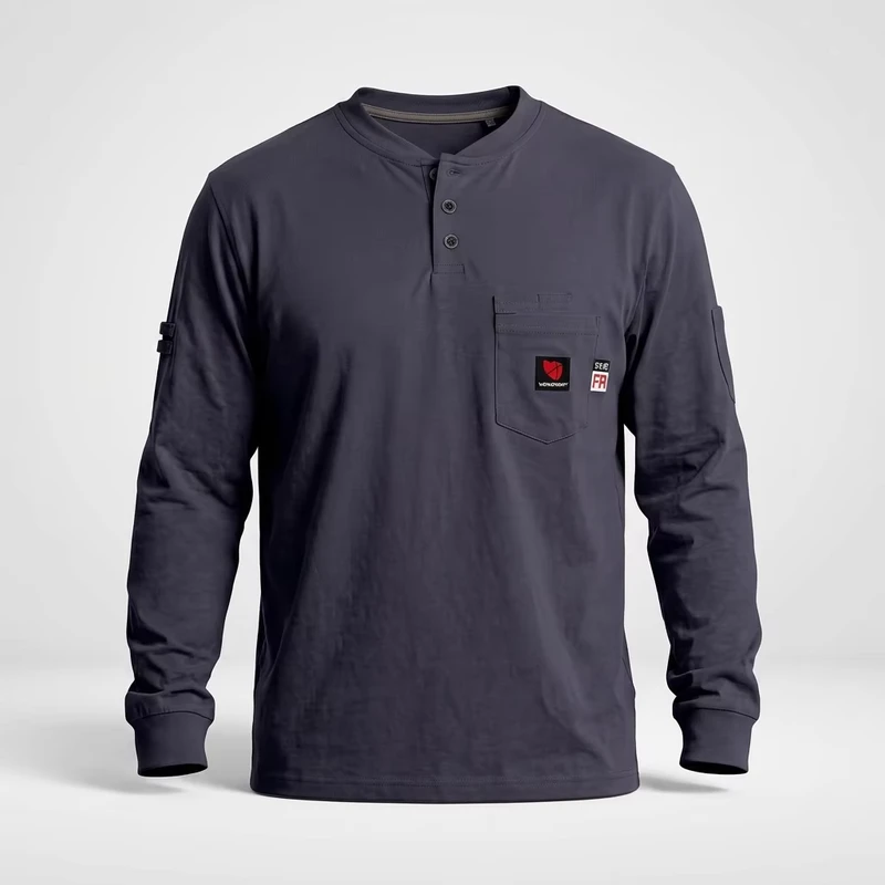 NFPA2112 Arc Rated FR Cotton Work Shirt Flame Resistant Clothing for Construction Oil & Gas