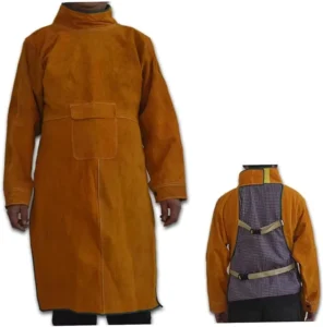 NFPA2112 CAT2 Safety Protective Workwear Long Sleeve Welding Apron Jacket Cover Knee Flame Resistant FR Apron Coat