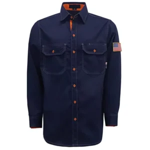 NFPA2112 FRC Fire Retardant FR Shirts 6.5OZ Cotton Arc Flash Protective CAT2 Urea Buttons Custom Logo Flame Resistant Shirts