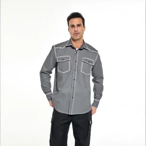 NFPA2112 Flame Resistant FR Shirt Western Men’s Long Sleeve Shirt with Contrast Reinforced Stitching for Welding