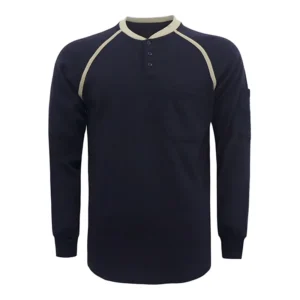 NFPA2112 Flame Resistant Long Sleeve Shirt 6OZ FR Henley T Shirts Mens Fire Retardant T Shirt