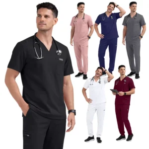 NIAAHINN 4 Way Stretchy Professional Medical Scrub Set Unisex Breathable Fabric Hospital Scrubs Nursing Uniform Suits