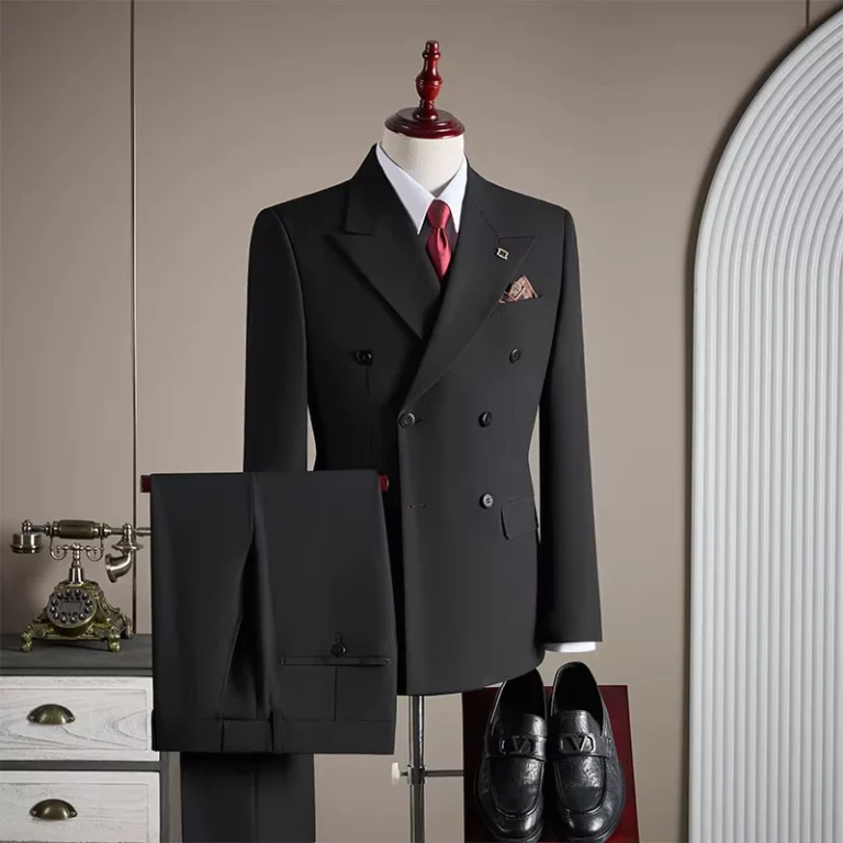 National-Style-Chinese-Zipper-Beaded-Mens-Black-Stand-Collar-Zhongshan-Suit-Wedding-Engagement-Suit