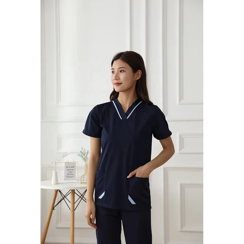 Navy 100% Cotton Twill Medical Scrub Uniform Set