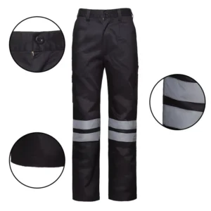 Navy Black Workwear Safety Cargo Trousers Mens Work Uniform Pants With Hi Vis for Industry Repairmen Workshop