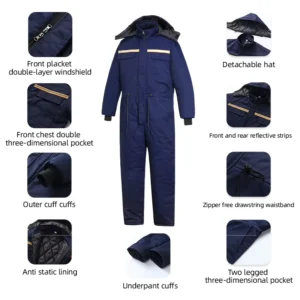 Navy Blue Coverall Outdoor Warm Clothing Cold Storage Cold Resistant Clothing Cold Chain Workwear Marine Workwear