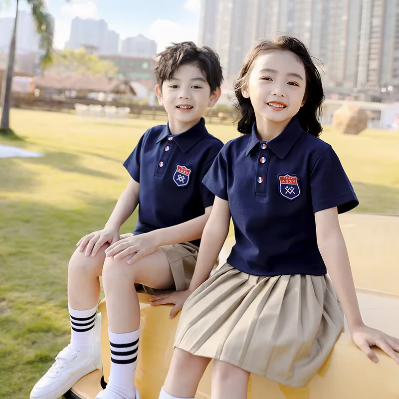 Navy Blue Kids' School Polo Jersey PE Uniform