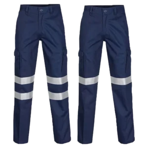 Navy Work Pants with Hi Vis Reflective Tape High Quality Cotton Security Workwear Cargo Pant with Safety Pants FG 08