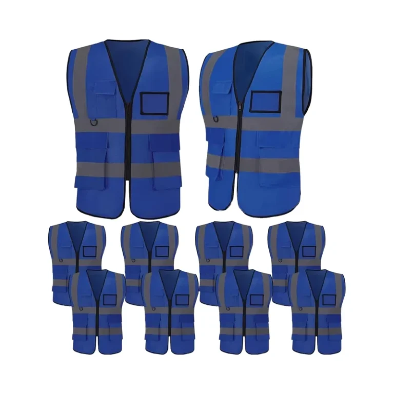Neon-Blue-Cotton-High-Visibility-Reflective-Construction-Safety-Vest