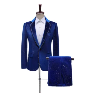 New Arrival Men’S Stage Tuxedo Velvet Gold Trimmed Suit Suit Singer Mc Performance Color Men Suits