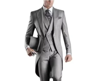 New Arrival Navy Blue Tailcoat Dinner Wedding Men Suits 3 Pieces Peaked Lapel Long Groom Tuxedo Prom Party Bridegroom
