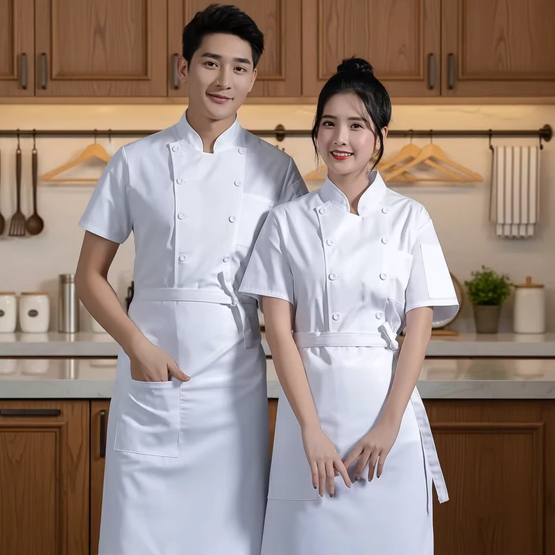 New Arrival Polyester Unisex Chef Uniform Cook Shirt for Restaurant Kitchen Waiter Waitress Hotel Barber Dessert and Cake Shop