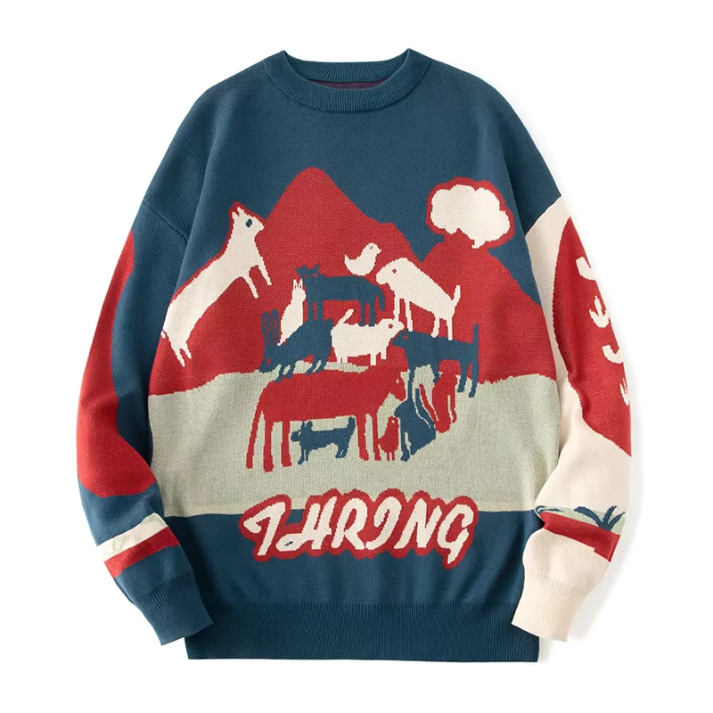 New Arrivals Oem Odm Custom Pullover Vintage Sweater Basic Pullover Man Knitwear Sweater for Man