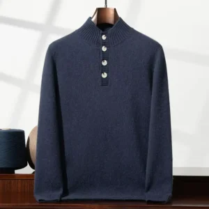 New Autumn Winter Men’s High Neck Cashmere Sweater Casual Thickened Wool Pullover Custom Knitted Wool Base Layer Sweater
