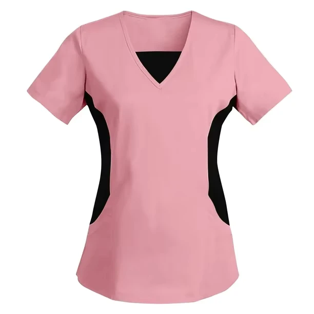 New Comfortable Anti Wrinkle Woven Hospital Use Scrub Tops V Neck Jogger Nursing Uniforms for Women