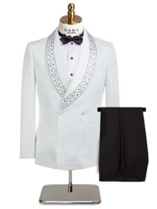 New Cross Border Plus Size Business Suits Set 100% Polyester Jacquard Embroidery Bright Color Stand Up Collar Single