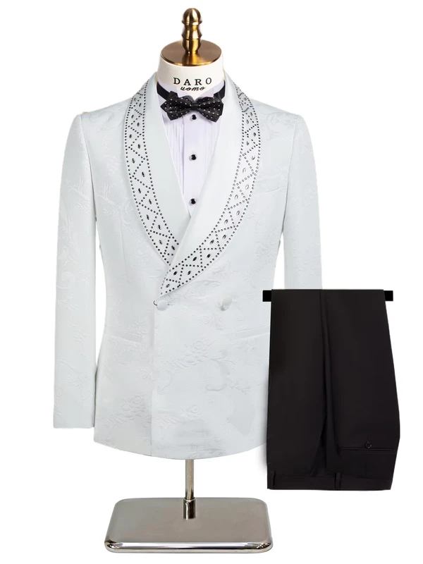 New-Cross-Border-Plus-Size-Business-Suits-Set-100-Polyester-Jacquard-Embroidery-Bright-Color-Stand-Up-Collar-Single