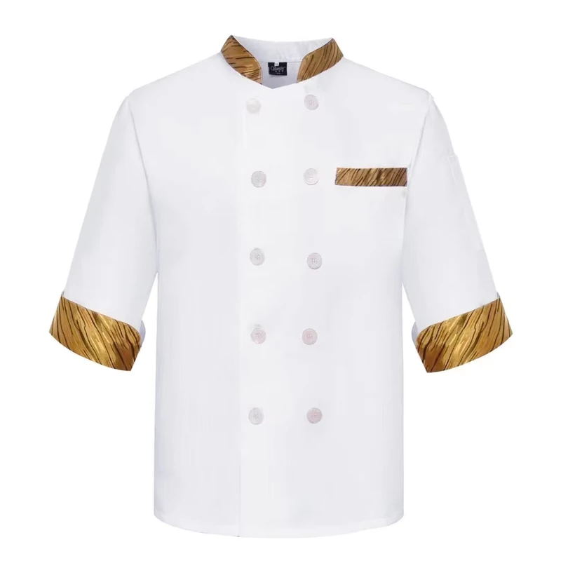 New Customizable Summer Breathable High Quality Unisex Polyester Cotton Button Closure Cooker Restaurant Bar Uniforms